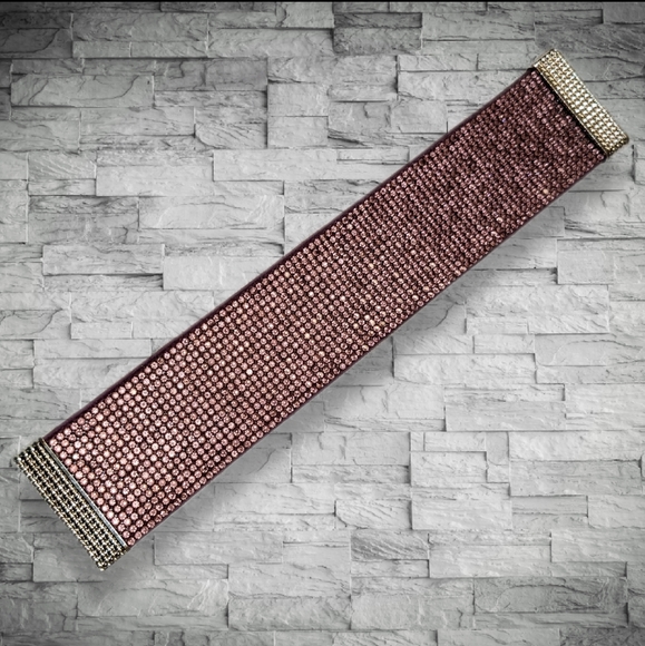 A70 Purple Rhinestone Crystal Bracelet with Magnetic Clasp Soft Flexible - Picture 5 of 11